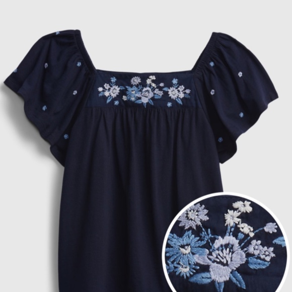 GAP Kids Navy Flutter Embroidered Shirt - Picture 3 of 9